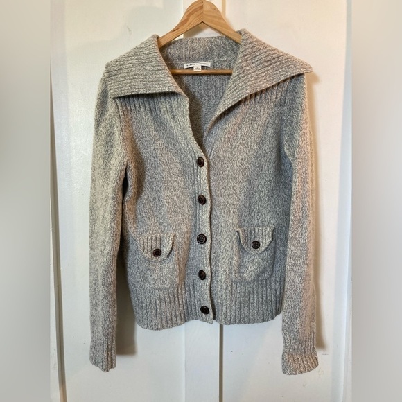 BANANA Republic Large gray cardigan wool nylon angora rabbit hair blend - Picture 1 of 8